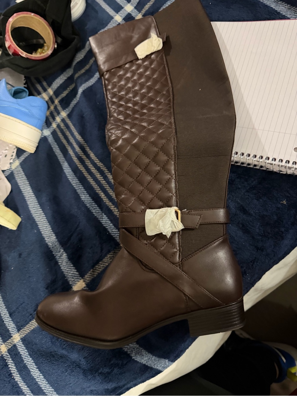 Shoe Dazzle Brown Quilted Over-the-Knee Riding Boots